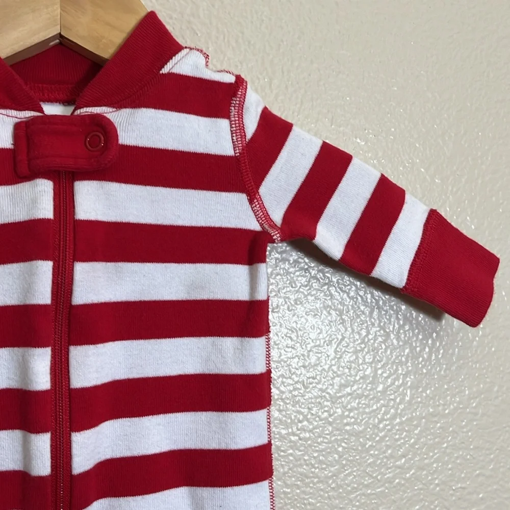 Hanna Andersson Red White 100% Organic Cotton Striped One Piece Pajamas